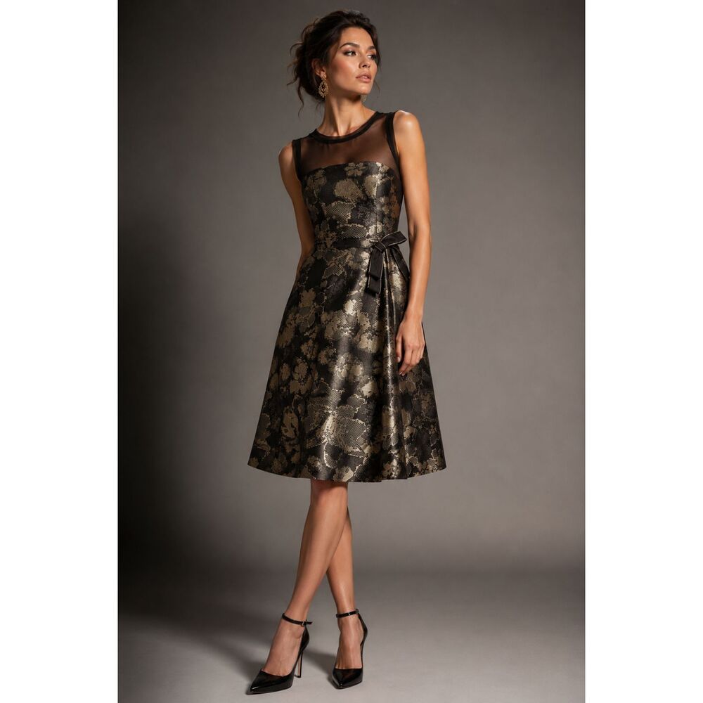 Carolina Herrera Knee-Length Dress US 10 Black - Picture 4 of 15